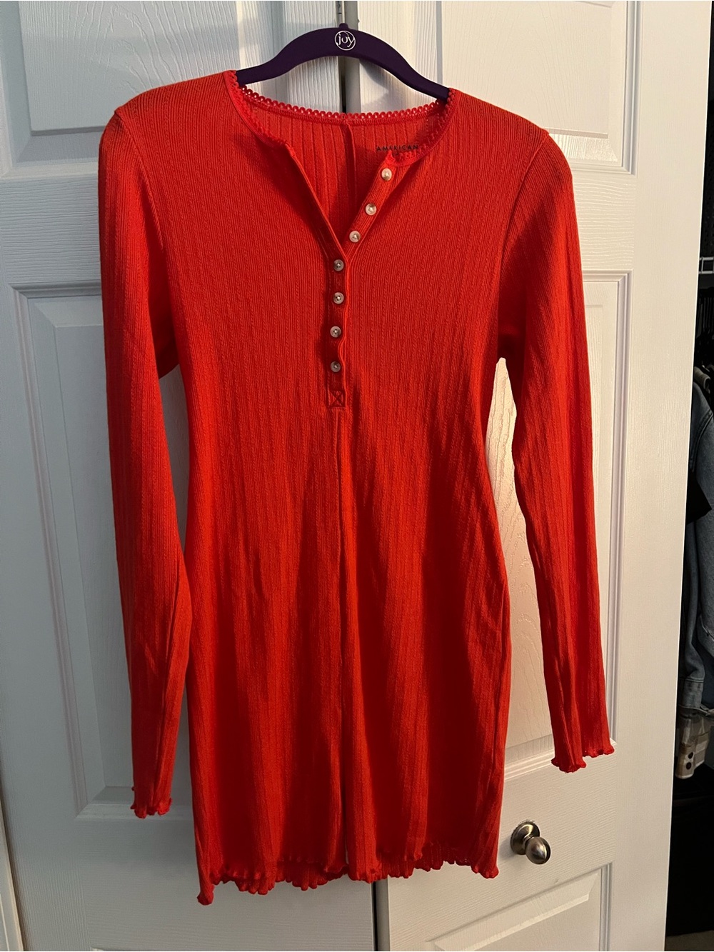 American Eagle Outfitters Bright Red Ribbed Sleep Romper